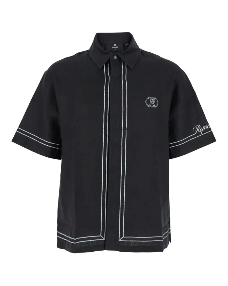 REPRESENT Jet Hemd mit besticktem Rand - Schwarz Schwarz