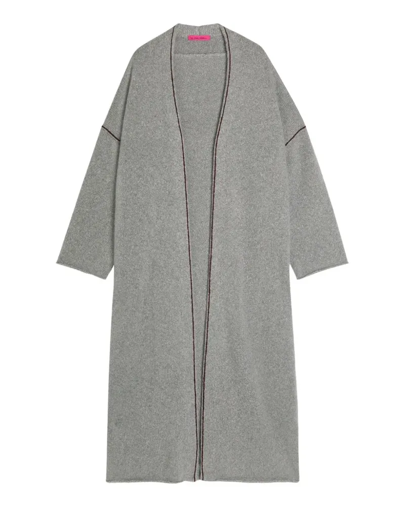 The Elder Statesman Glacier ribbed striped-trim cashmere cardi-coat - Grau Grau