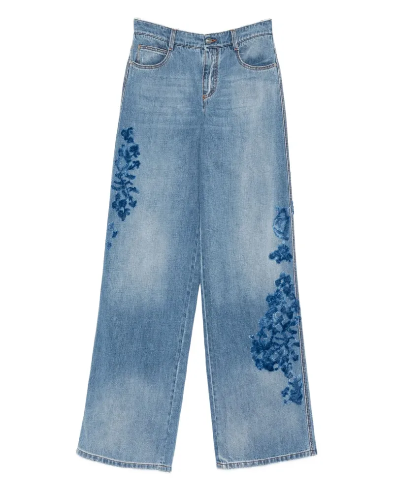 Ermanno Scervino floral-detail jeans - Blau Blau