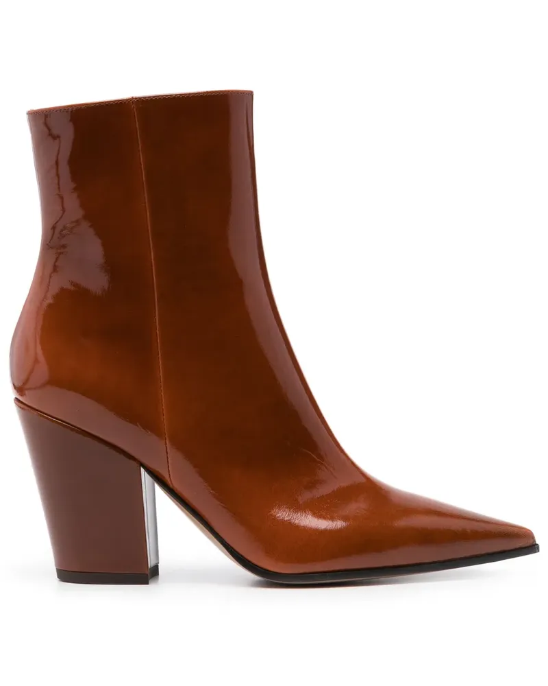 Gianvito Rossi Stiefeletten aus Lackleder 90mm - Braun Braun