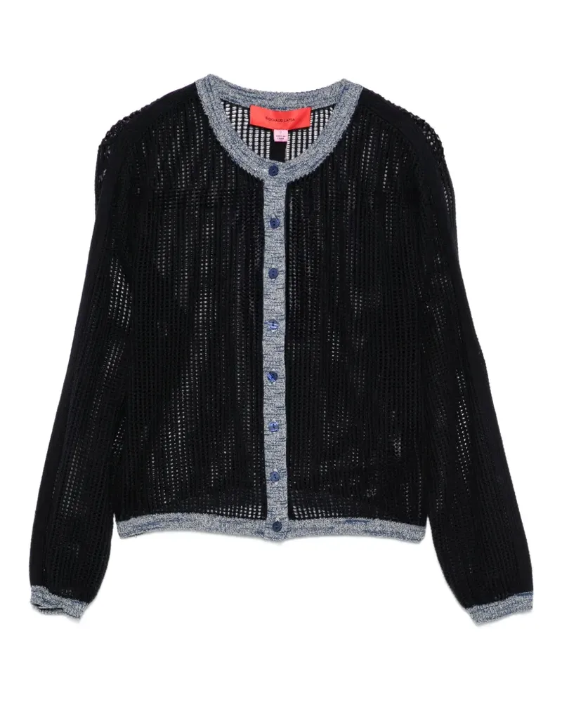 Eckhaus Latta Cardigan mit Kontrastbesatz - Schwarz Schwarz