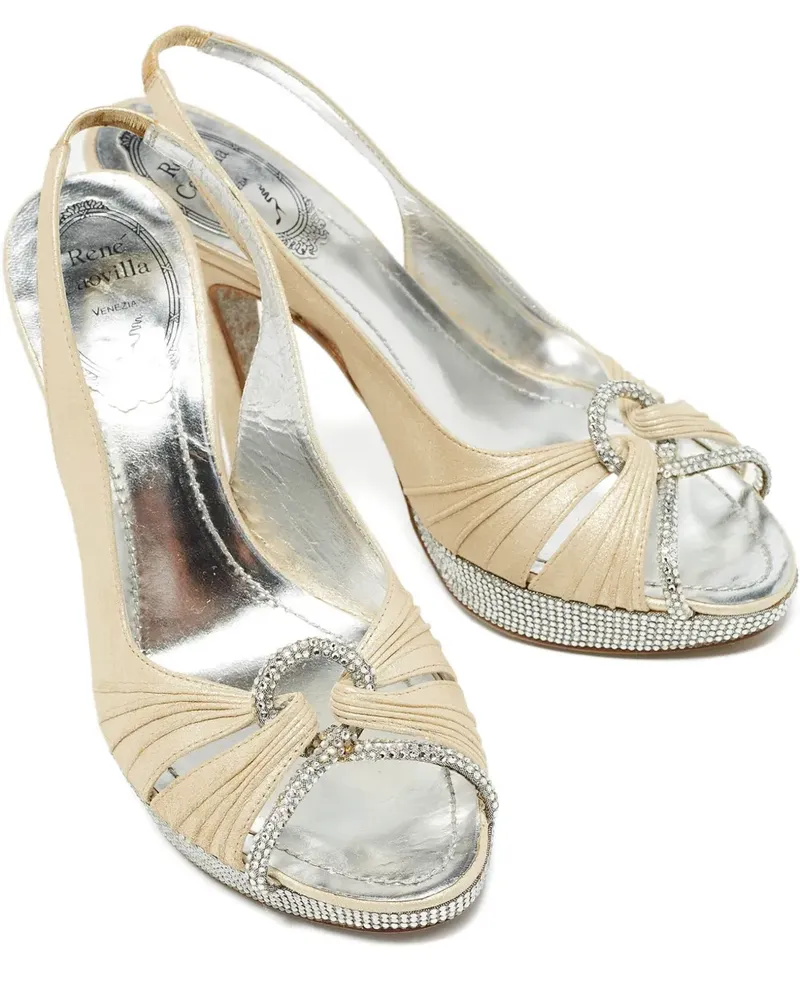 René Caovilla Strassverzierte Slingback-Sandalen 115mm - Nude Nude