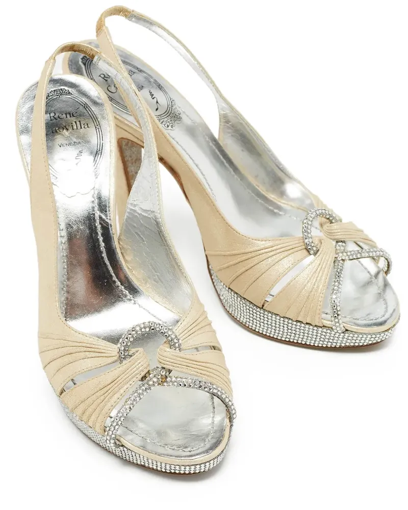 René Caovilla Strassverzierte Slingback-Sandalen 115mm - Nude Nude