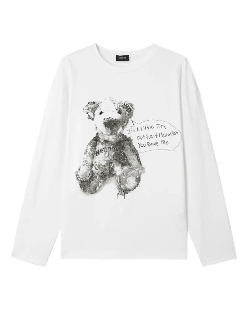 WE 11 DONE graphic-print long-sleeve T-shirt - Weiß Weiß
