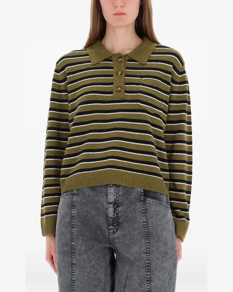 Baum und Pferdgarten striped buttoned polo top - Grün Grün