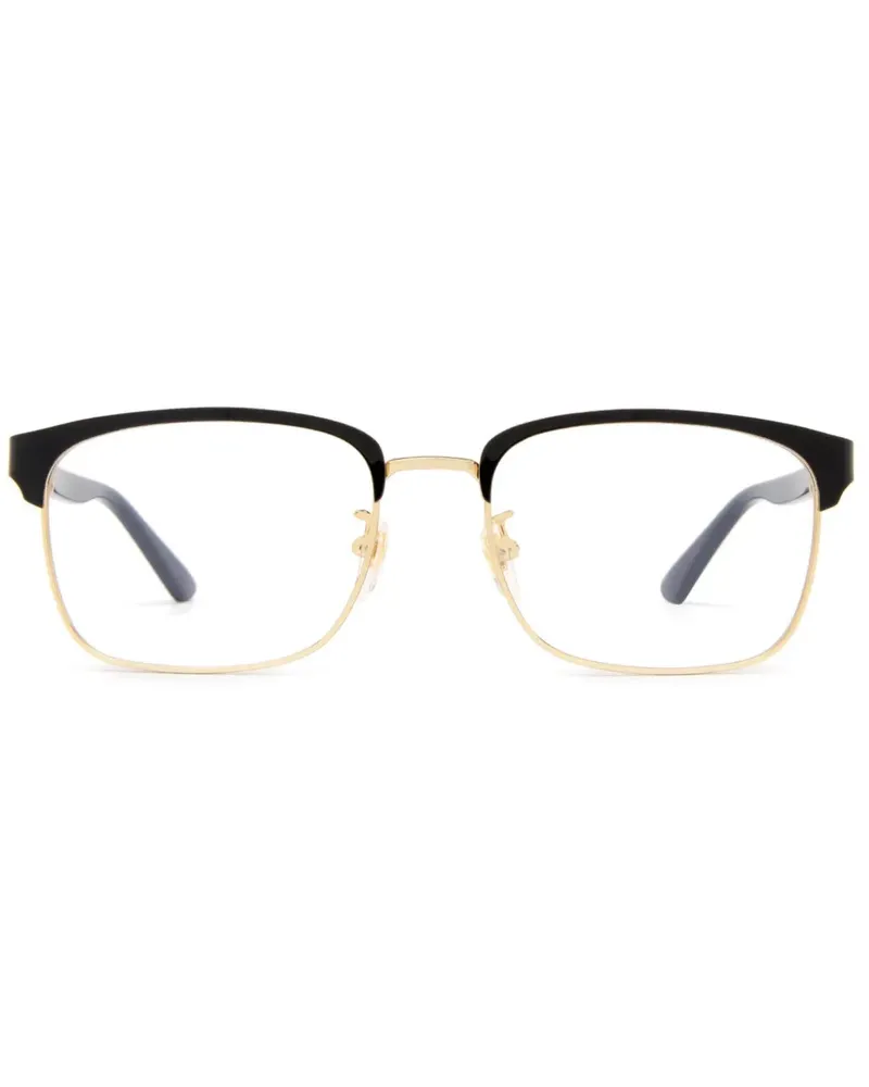 Gucci Eckige Brille mit Webstreifen - Schwarz Schwarz