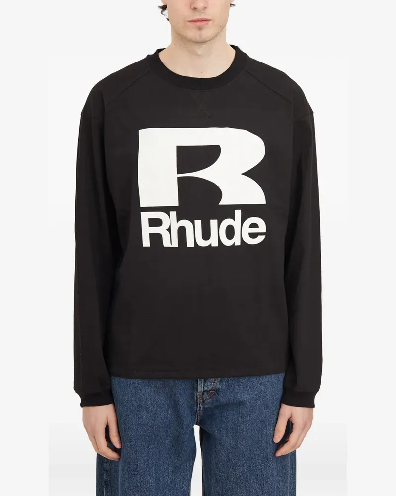 RHUDE logo-print long-sleeved T-shirt - Schwarz Schwarz