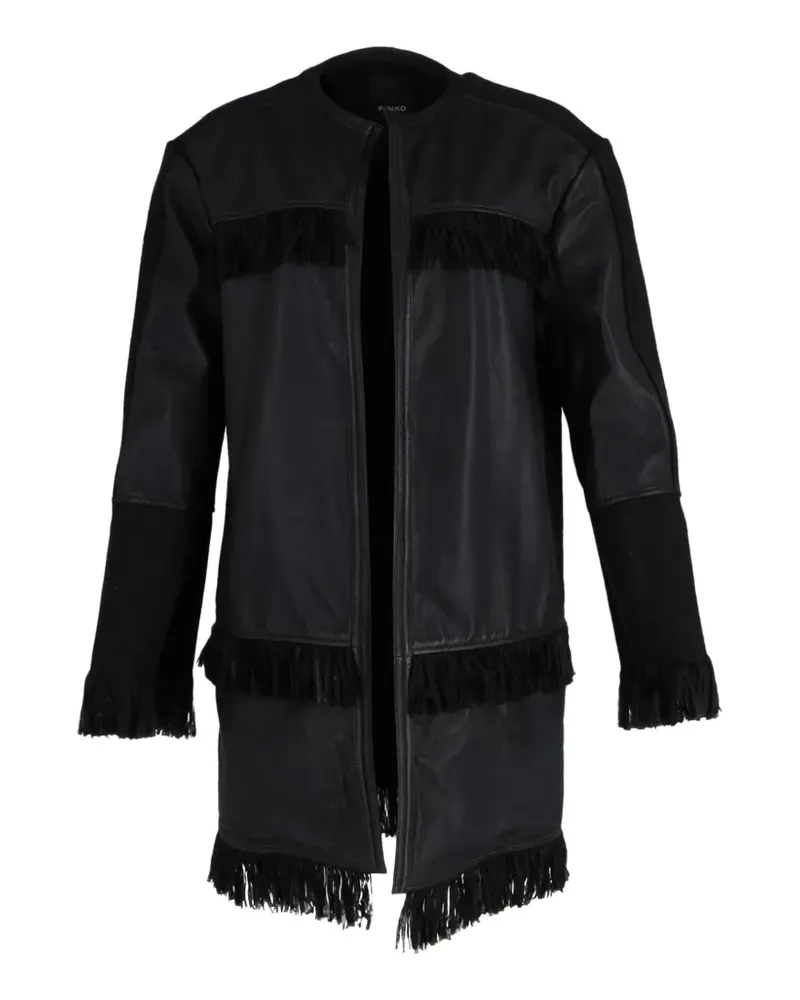 Pinko Mazinga fringe -detail leather coat - Schwarz Schwarz