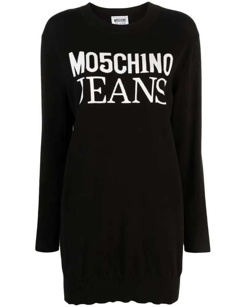 Moschino Intarsien-Minikleid mit Logo - Schwarz Schwarz