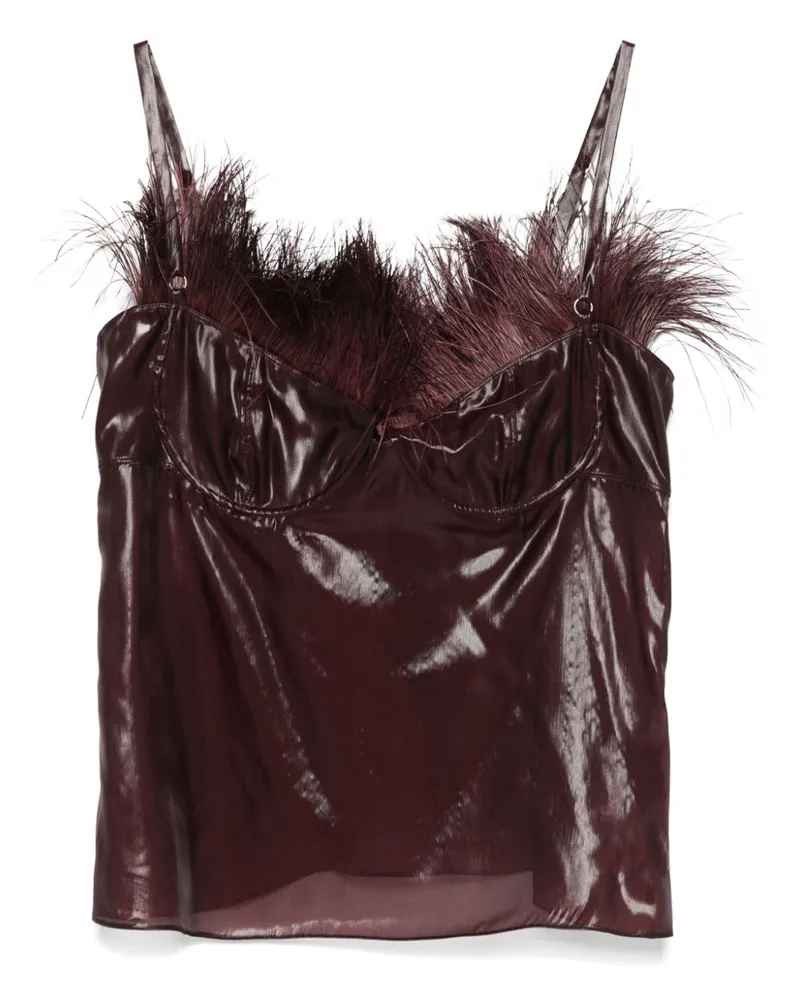 Ferragamo Organza-Oberteil mit Federn - Violett Violett