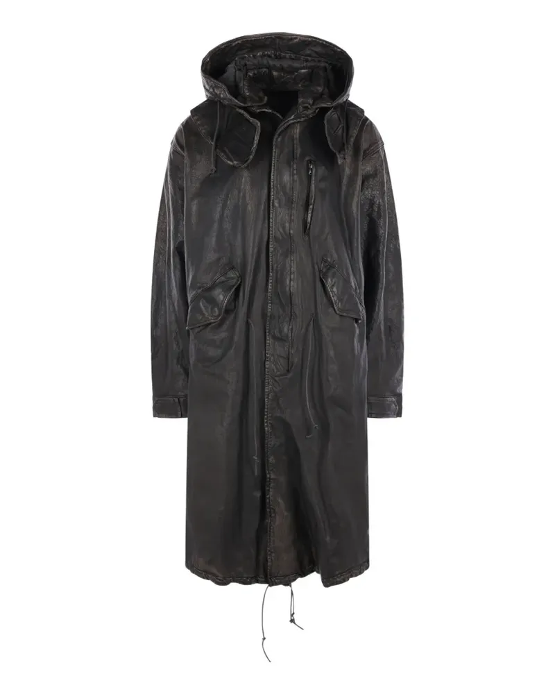 Yohji Yamamoto hooded leather coat - Schwarz Schwarz