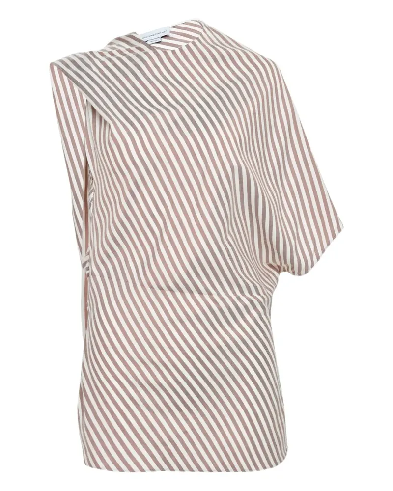 Stella McCartney stripe asymmetric silk blouse - Nude Nude