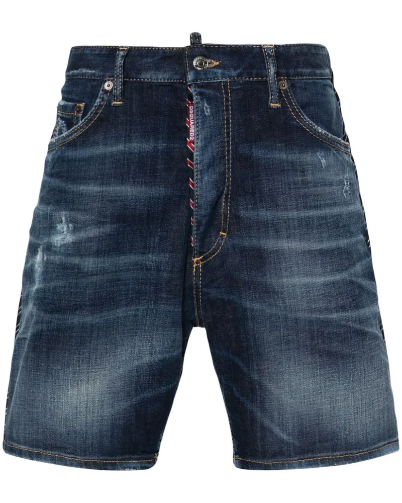 Dsquared2 Dark Easy Ripped Wash Shorts - Blau Blau