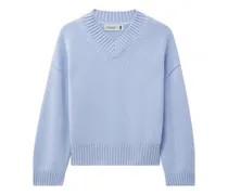 Kaschmirpullover mit V-Ausschnitt - Blau
