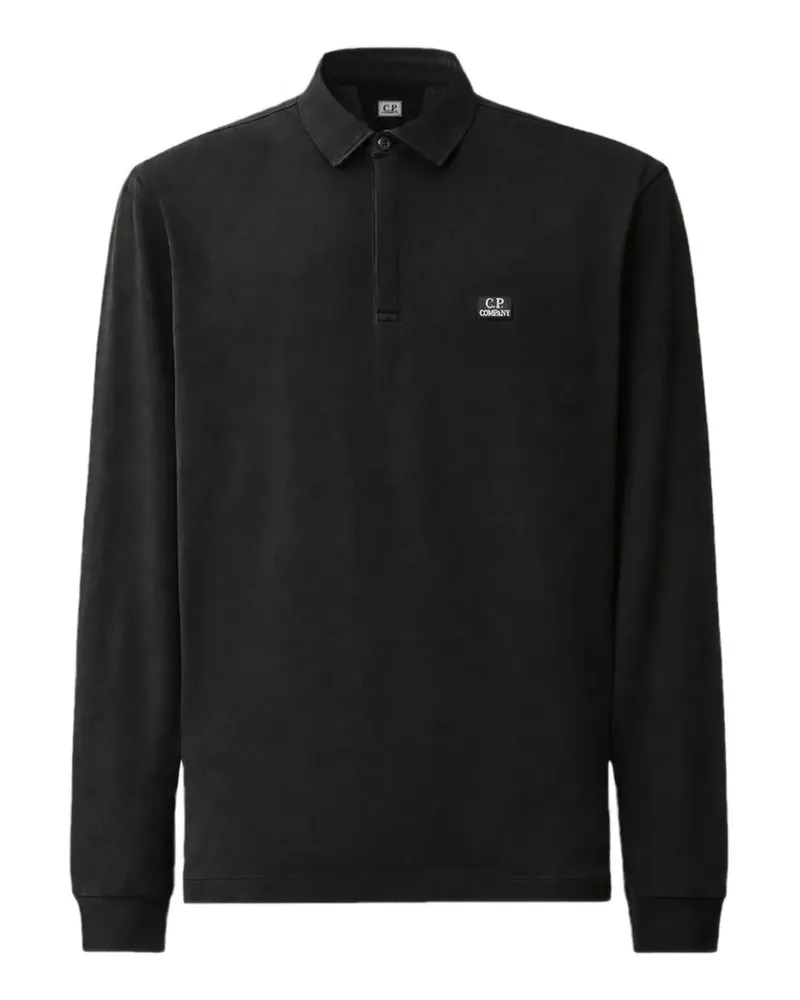 C.P. Company Langärmeliges Poloshirt aus Stretch-Piquet - Schwarz Schwarz