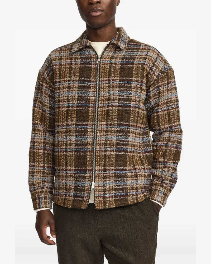RVLT/revolution Hemdjacke mit Karomuster - Braun Braun