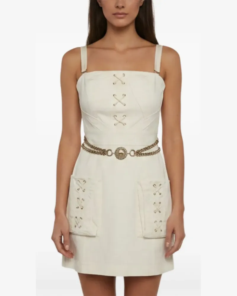 Elisabetta Franchi Gabardine-Minikleid mit Kettendetail - Weiß Weiß