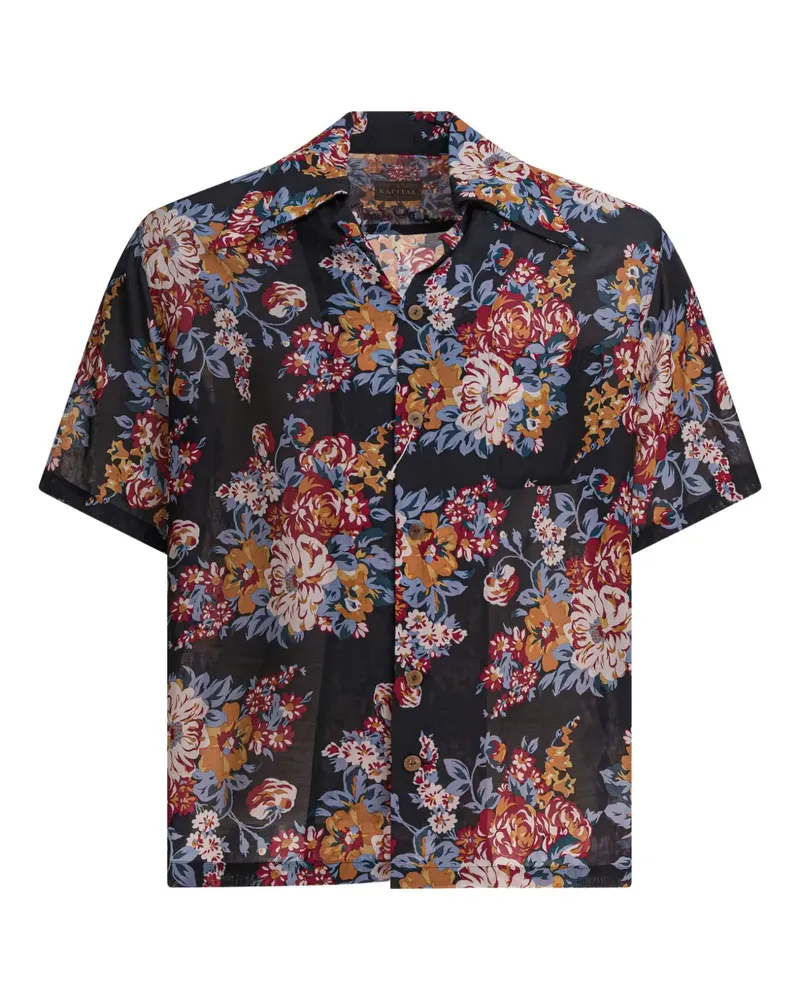KAPITAL Hemd mit Blumen-Print - Schwarz Schwarz