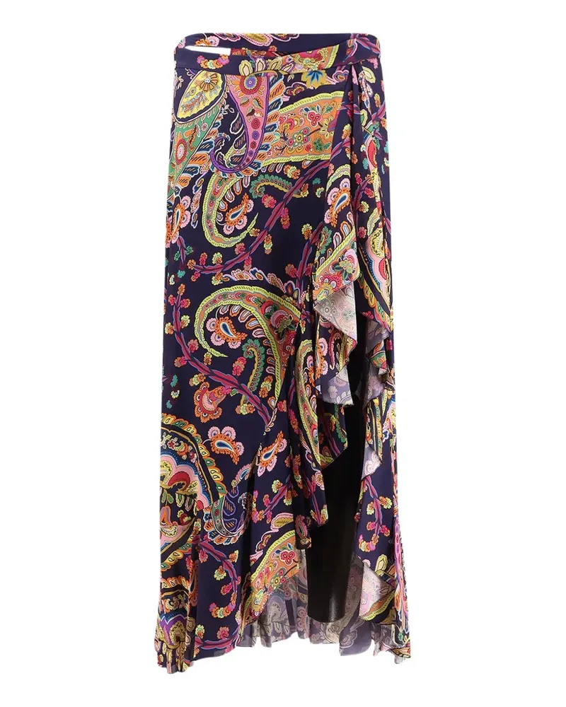 Etro ruffled paisley skirt - Blau Blau