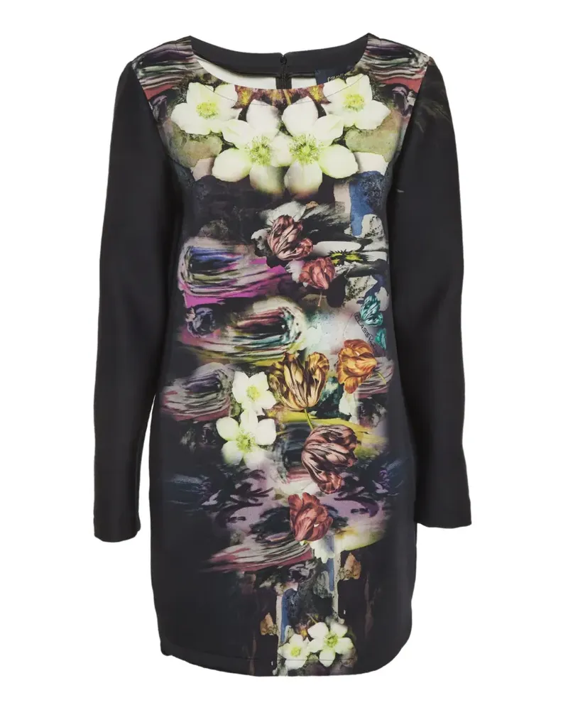 Roberto Cavalli Minikleid mit Blumenprint - Schwarz Schwarz