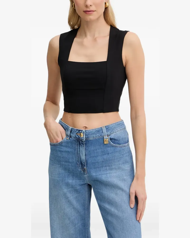 Patrizia Pepe Cropped-Top mit eckigem Ausschnitt - Schwarz Schwarz