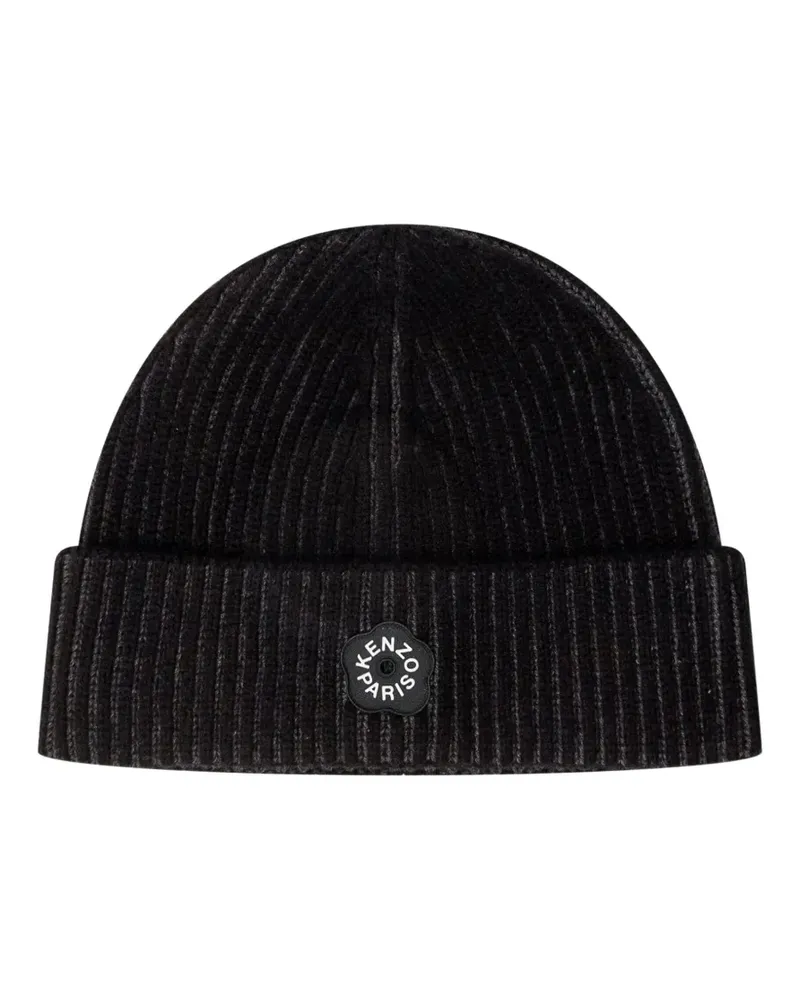 Kenzo ribbed logo beanie - Schwarz Schwarz