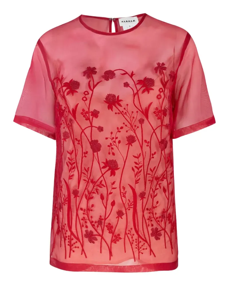 P.A.R.O.S.H. P.A.R.O H. Oberteil mit blumiger Stickerei - Rot Rot