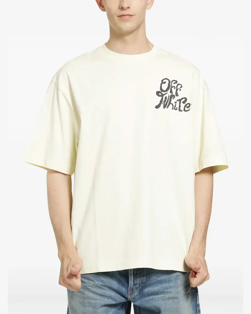 OFF-WHITE T-Shirt mit Logo-Print - Grün Grün