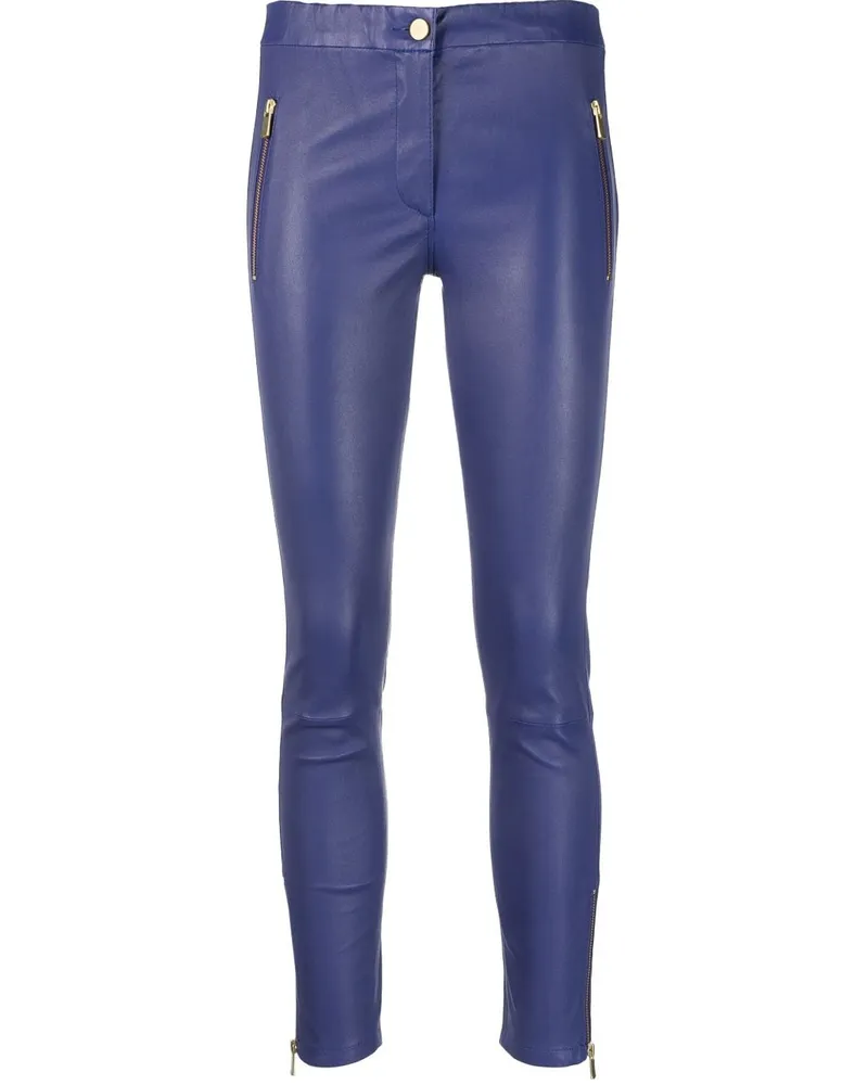 Arma Cropped-Leggings aus Leder Blau