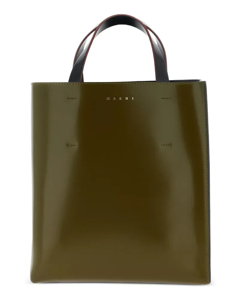 Marni Kleiner Museo Tote Bag mit Logo-Stempel - Grün Grün