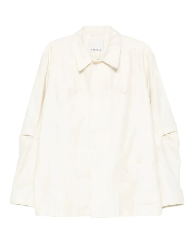 YMC Hemdjacke mit geschlitzten Bündchen - Nude Nude