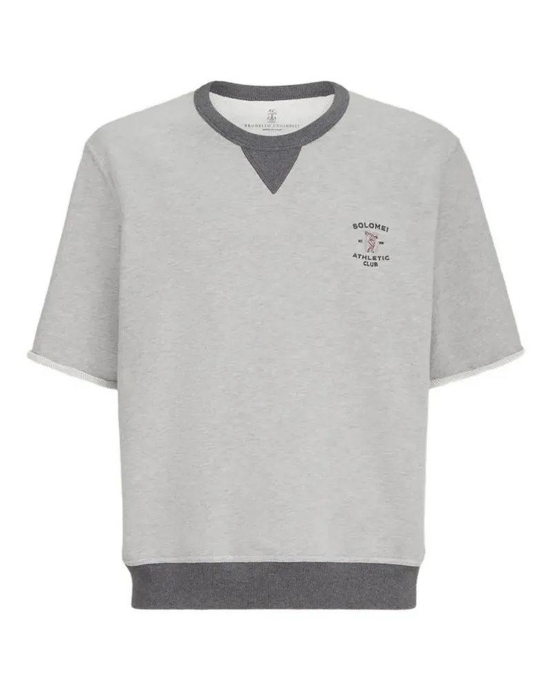 Brunello Cucinelli Kurzärmeliges T-Shirt mit Logo-Print - Grau Grau