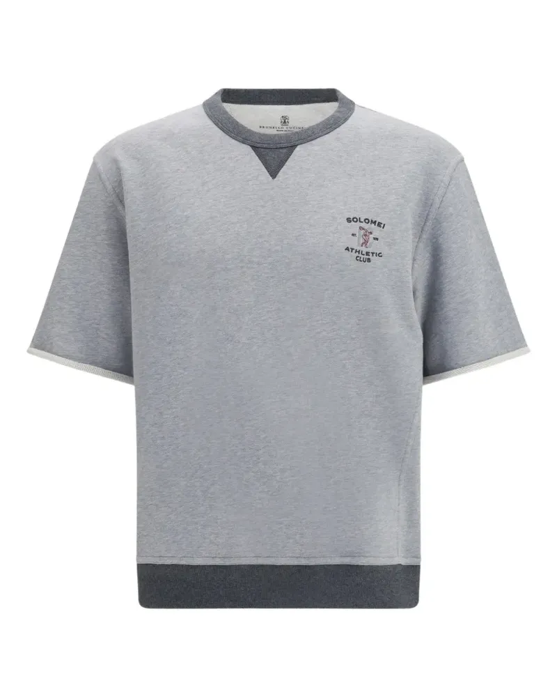 Brunello Cucinelli Kurzärmeliges T-Shirt mit Logo-Print - Grau Grau
