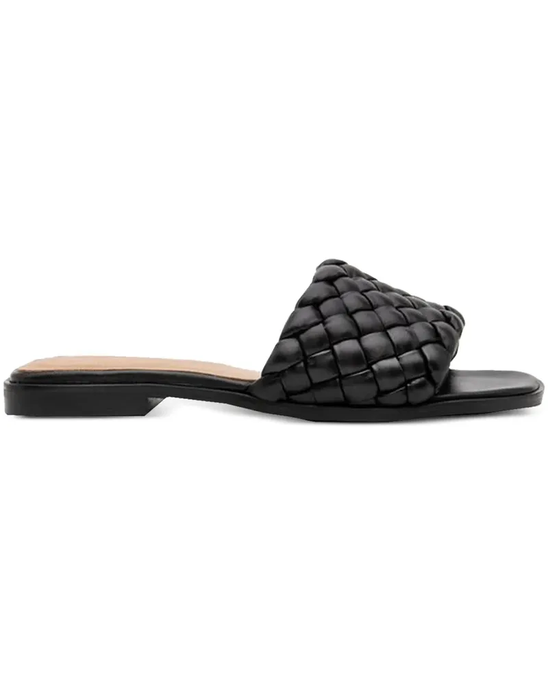 Flattered Flache Minou Sandalen mit Webmuster - Schwarz Schwarz