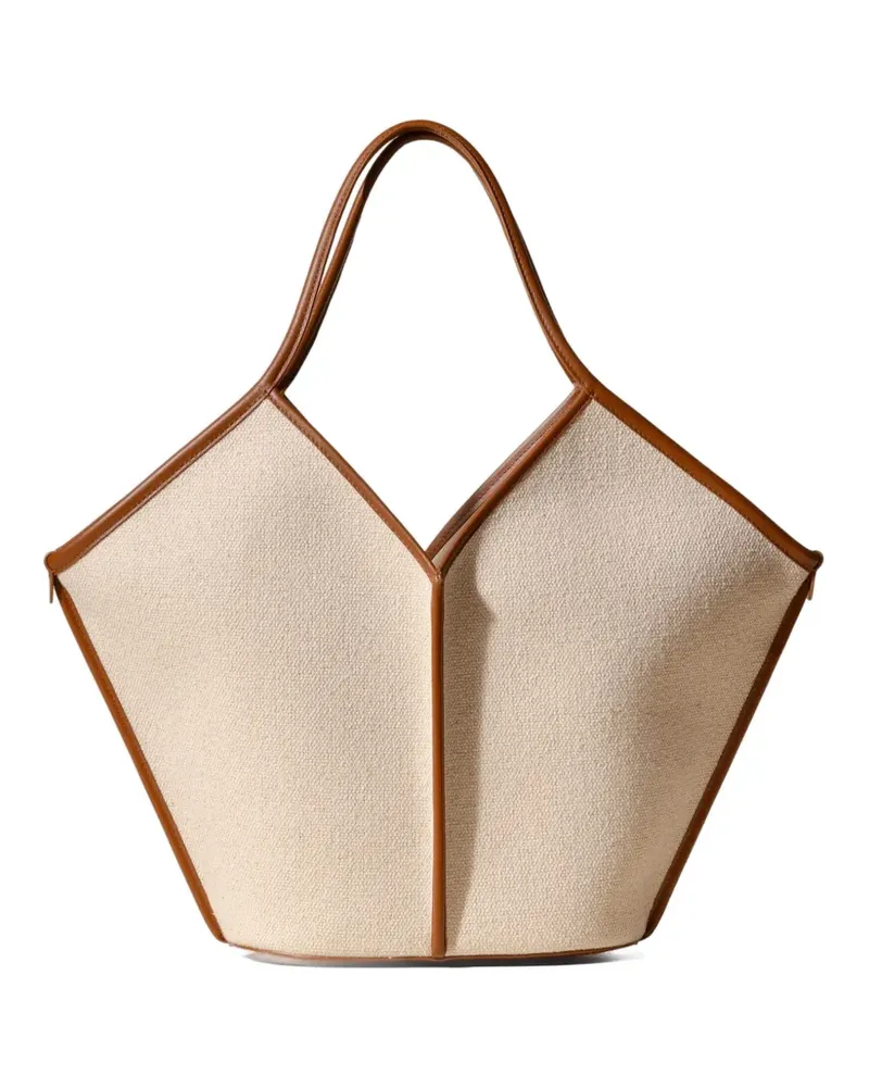 HEREU Calella leather-trim tote bag - Nude Nude
