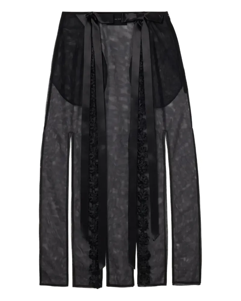 Simone Rocha ribbon-embellished slit midi skirt - Schwarz Schwarz