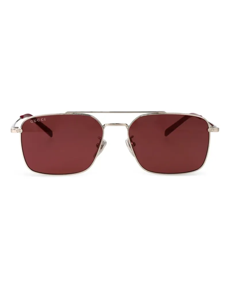 Gucci Sonnenbrille mit eckigem Gestell - Silber Silber