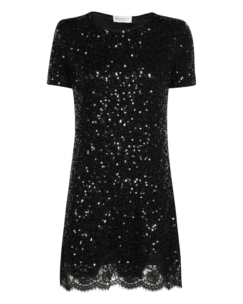 Ermanno Scervino sequin-embellishment lace-trimmed mini dress - Schwarz Schwarz