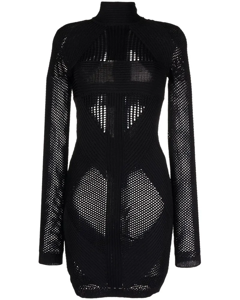 Balmain Kleid mit Lochstrickmuster - Schwarz Schwarz
