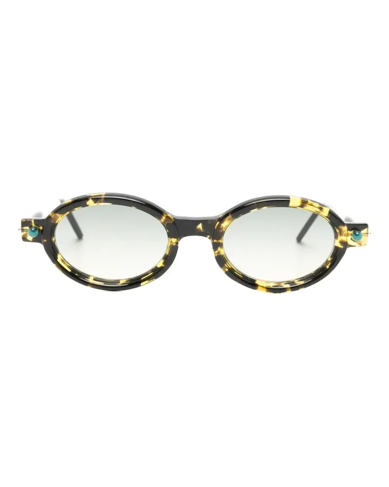 KUBORAUM Maske P6 Sonnenbrille mit rundem Gestell - Schwarz Schwarz