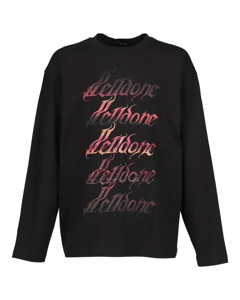WE 11 DONE Se11done Langarmshirt mit Logo-Print - Schwarz Schwarz