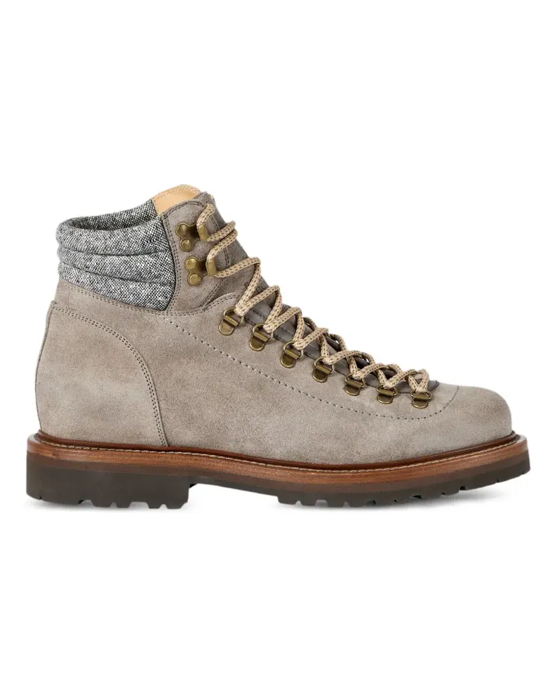 Brunello Cucinelli Wildlederstiefel im Mountain-Style mit Woll- und Kaschmireinsatz - Grau Grau