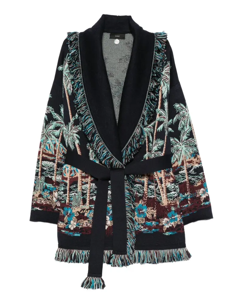 Alanui The Tale of a Hawaiian Cardigan mit Palmen-Intarsie - Blau Blau