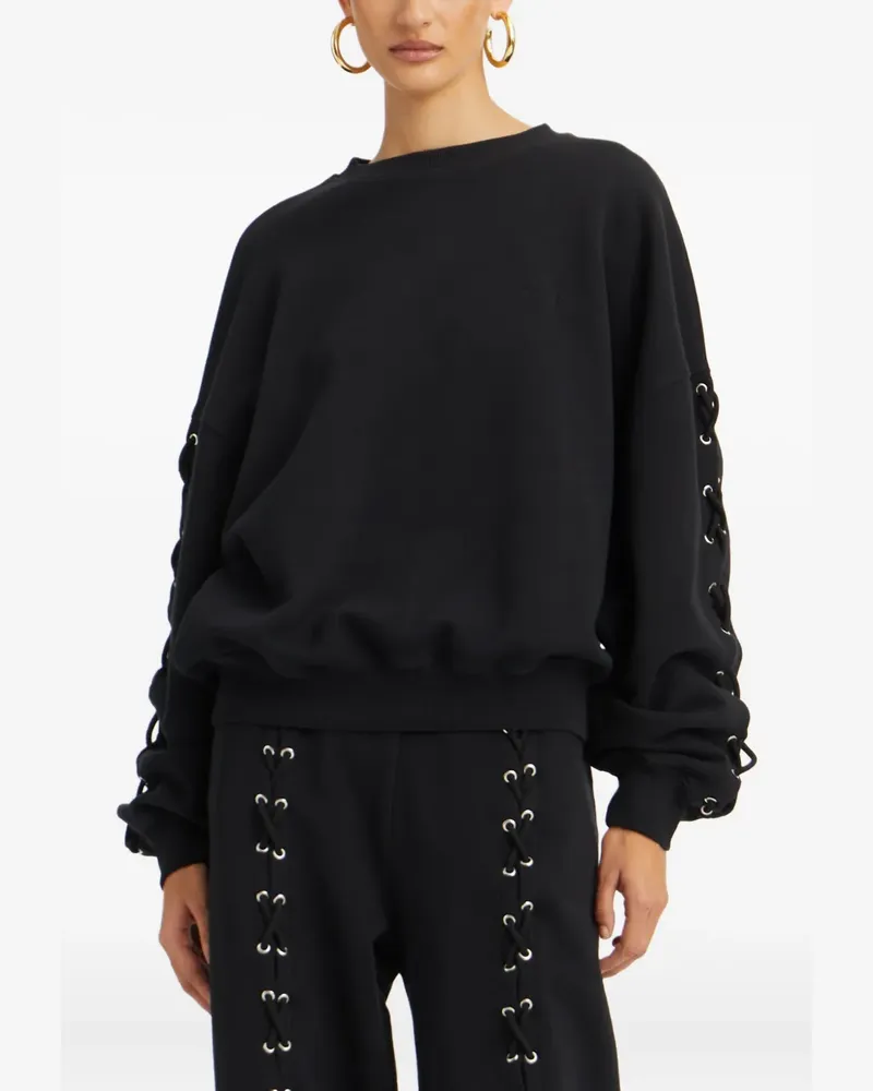 ROTATE Birger Christensen Sweatshirt mit Schnürung - Schwarz Schwarz
