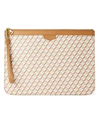 Tammy & Benjamin Clutch aus Canvas mit Monogramm Nude