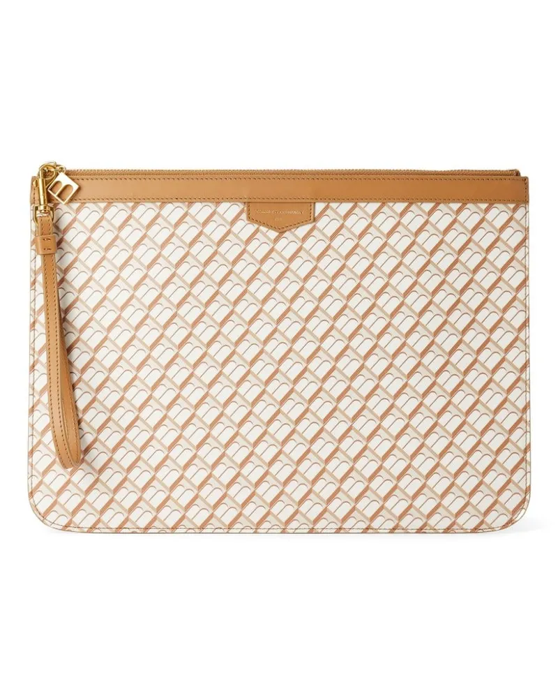 Tammy & Benjamin Clutch aus Canvas mit Monogramm Nude