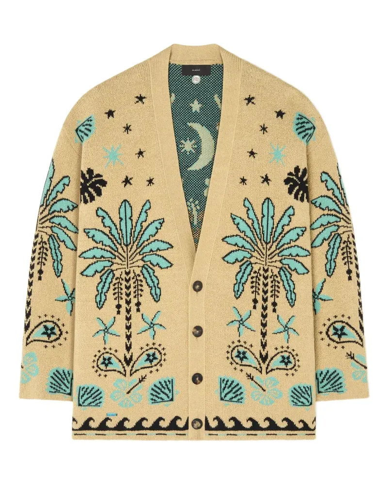 Alanui Echoes of the Island Cardigan mit Palmen - Nude Nude