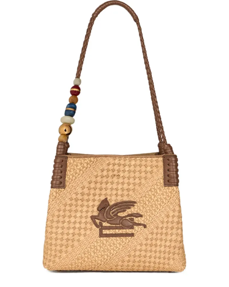 Etro small Libra raffia tote bag - Nude Nude