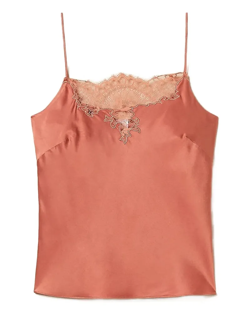 Twin-Set Satintop mit Spitzeneinsätzen - Rosa Rosa