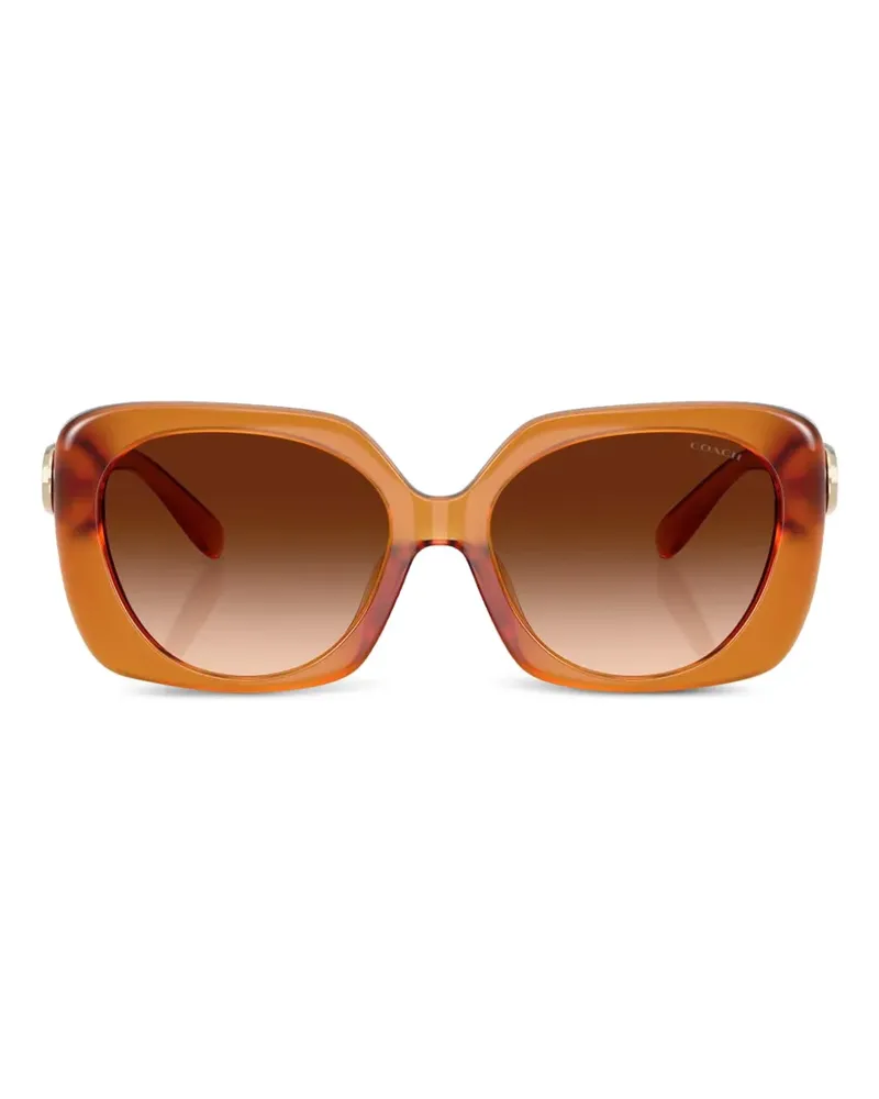 Coach logo-plaque square-frame sunglasses - Orange Orange